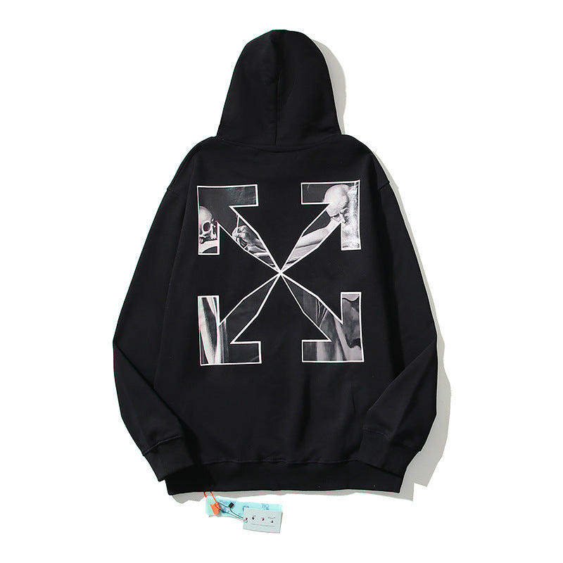 Off-White Black Monochrome Portrait Collage Arrow Hoodie