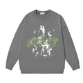 Off-White Dark Grey Neon Typography Portrait Crewneck Sweatshirt