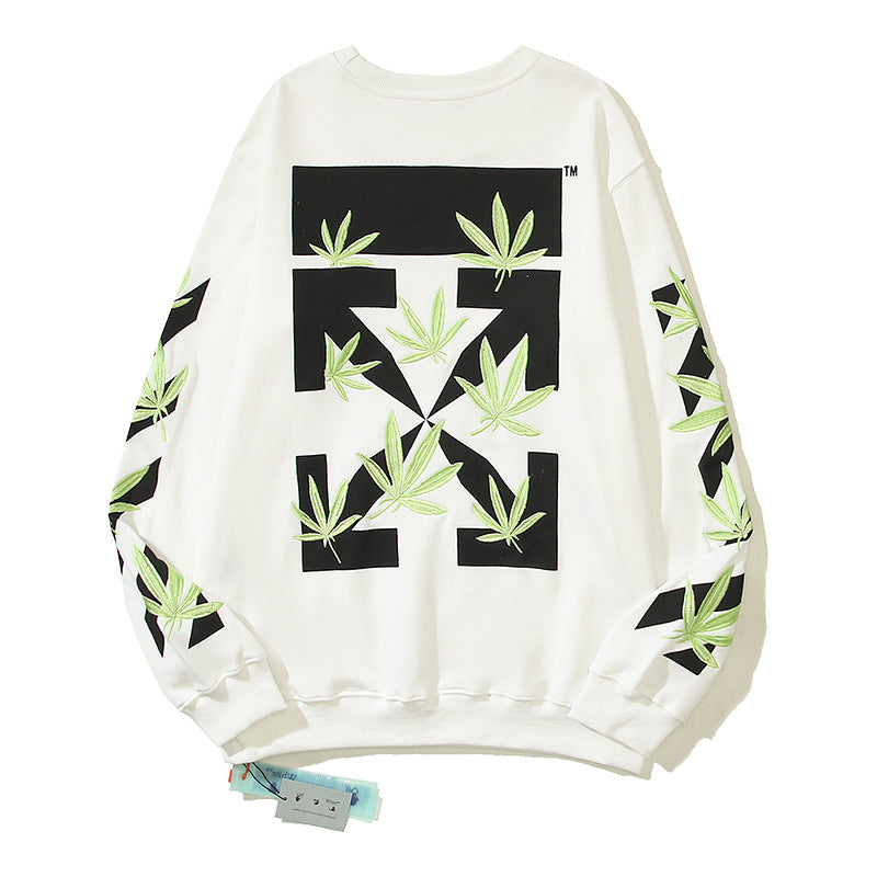 Off-White White Botanical Leaf Arrow Crewneck Sweatshirt